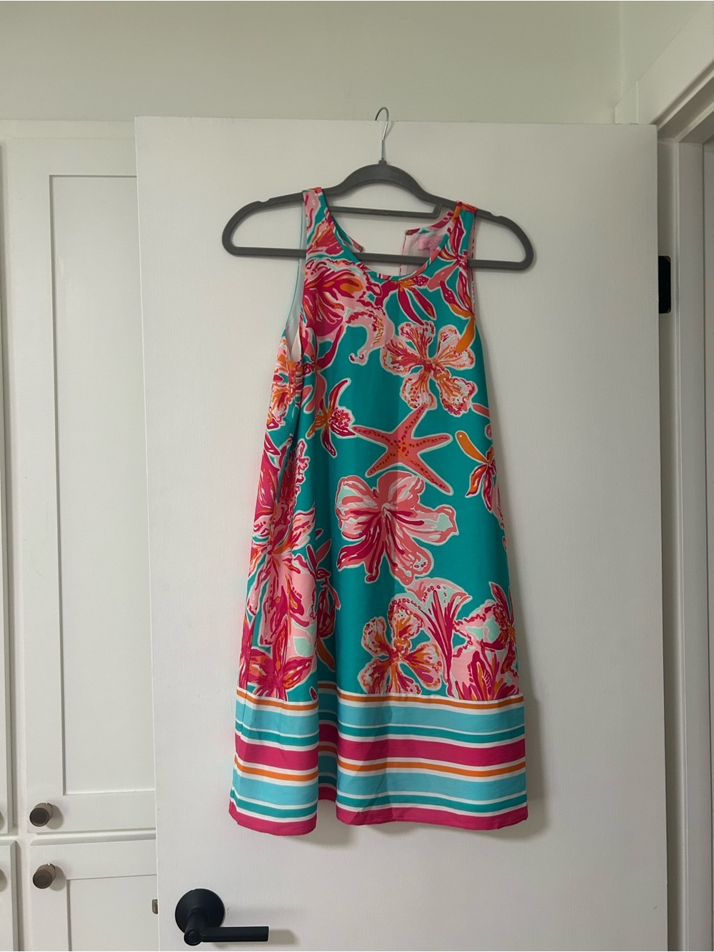 Lilly Pulitzer Teal Floral A-Line Sundress with Pink & Coral Accents
